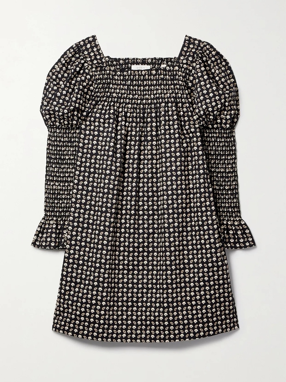 Doen Sabia Women's Black Puff Sleeve Smocked Mini Dress